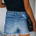 3Casual Summer Ripped  Black Jean Shorts