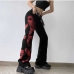 4Color Block Snake Pattern Straight Jeans