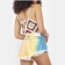 5Cute Contrast Color Tassel Denim Shorts For Women