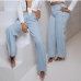 4Designer Ladies Button Up Wide Straight Leg  Jeans