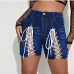 1Dual Lace-Up Pockets Denim Shorts For Women