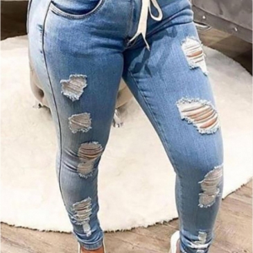 Fashion Ripped Denim Pencil Jeans