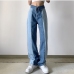 1Ladies Contrast Color  Designer Loose Straight Denim Jeans