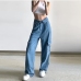 3Loose Pockets Solid Ladies Jeans Pant