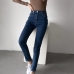 1New Solid Pocket High Waist Pencil Jeans