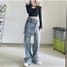 1Personalized Design Straight High Rise Jeans For Women