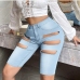 8Sexy Cut Out Half Length  Denim Jean Pants