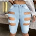 9Sexy Cut Out Half Length  Denim Jean Pants