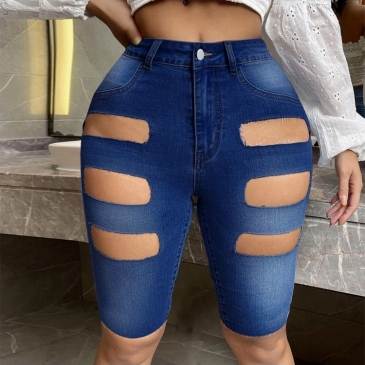Sexy Cut Out Half Length  Denim Jean Pants