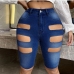 1Sexy Cut Out Half Length  Denim Jean Pants