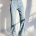 1Simple Design Blue Straight Leg Womens Jeans