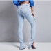 6Skinny Solid Holes Ladies Jeans