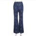 12Street Printed Blue Wide Leg Cotton Jean Pants