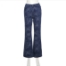 10Street Printed Blue Wide Leg Cotton Jean Pants