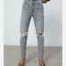 1Street Ripped Blue Pencil  Cotton Jeans For Women
