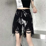 Streetwear Black Distressed Straight Leg Denim Shorts