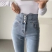 11Stylish Pockets Solid High Waisted Skinny Jeans