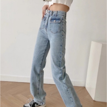 Versatile Solid Pockets High Rise Denim Jeans