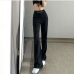 3 Chain Decor Solid Color Flare Pants