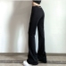 4 Chain Decor Solid Color Flare Pants