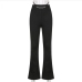 7 Chain Decor Solid Color Flare Pants