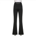 10 Chain Decor Solid Color Flare Pants