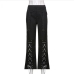 5 Pure Color Lace-up Design Flared Pants