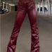 1Alligator Print Leather Bootcut Long Pants For Ladies