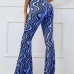 16Casual Yoga Ripple Printed Plus Size Flare Pants