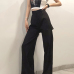 12Chic Plain Black Hollow Out Rhinestone Fashion Pants