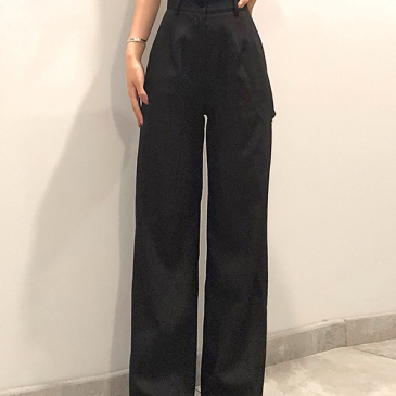 Chic Plain Black Hollow Out Rhinestone Fashion Pants