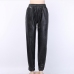 6Chic Pu Black Pocket High Waist Long Pants