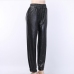 7Chic Pu Black Pocket High Waist Long Pants