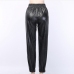 8Chic Pu Black Pocket High Waist Long Pants