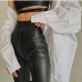 6Chic Pu High Waist Patchwork Skinny Pants