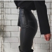 7Chic Pu High Waist Patchwork Skinny Pants