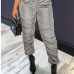 12Chic Ruched  Pure Color Long Pants For Women