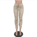16Chic Ruched  Pure Color Long Pants For Women