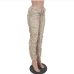 3Chic Ruched  Pure Color Long Pants For Women