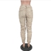 4Chic Ruched  Pure Color Long Pants For Women