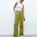 3Chic Solid High Waist Straight Long Pants