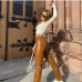 4Fashion Trends Solid Faux Leather Straight Pants