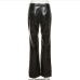 6Fashion Trends Solid Faux Leather Straight Pants