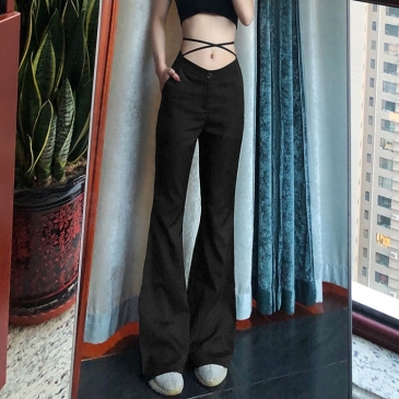 Fitted Solid Women Flare Pants