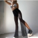 1Gauze Patchwork See Through Flare Pants