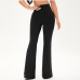 1Ladies Solid Black Flare Pants For Women