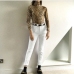 1New Solid High Waist Corduroy Long Pants