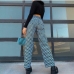 5Ripple Printed High Waist Long Pants For Women