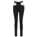 3Sexy Black Hollow Out Pencil Long Pants