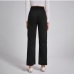 3Simple Design Corduroy  Black Straight Pants For Women